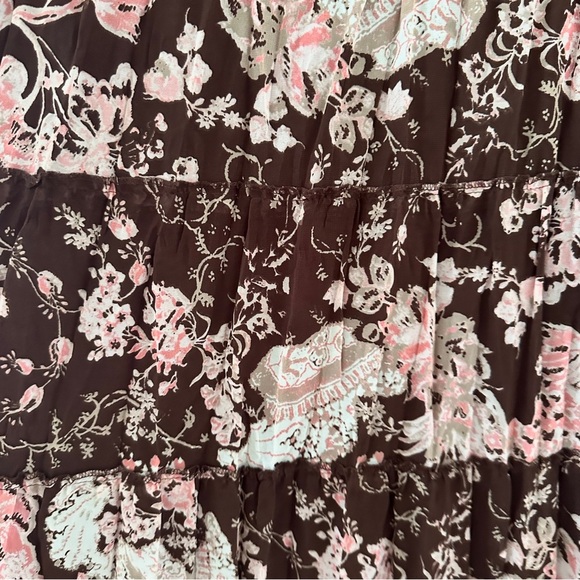 Y2K‎ Emma James Brown Paisley Floral Pleated Tiered Midi Skirt Women’s Size 14 - Picture 9 of 15